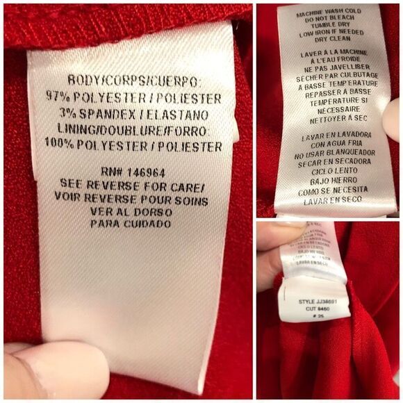 JULIA JORDAN - NWT - L Sz 8 Knot Neck Tulip Hem Midi Dress in Red Scuba Crepe ♥️ - Picture 15 of 16